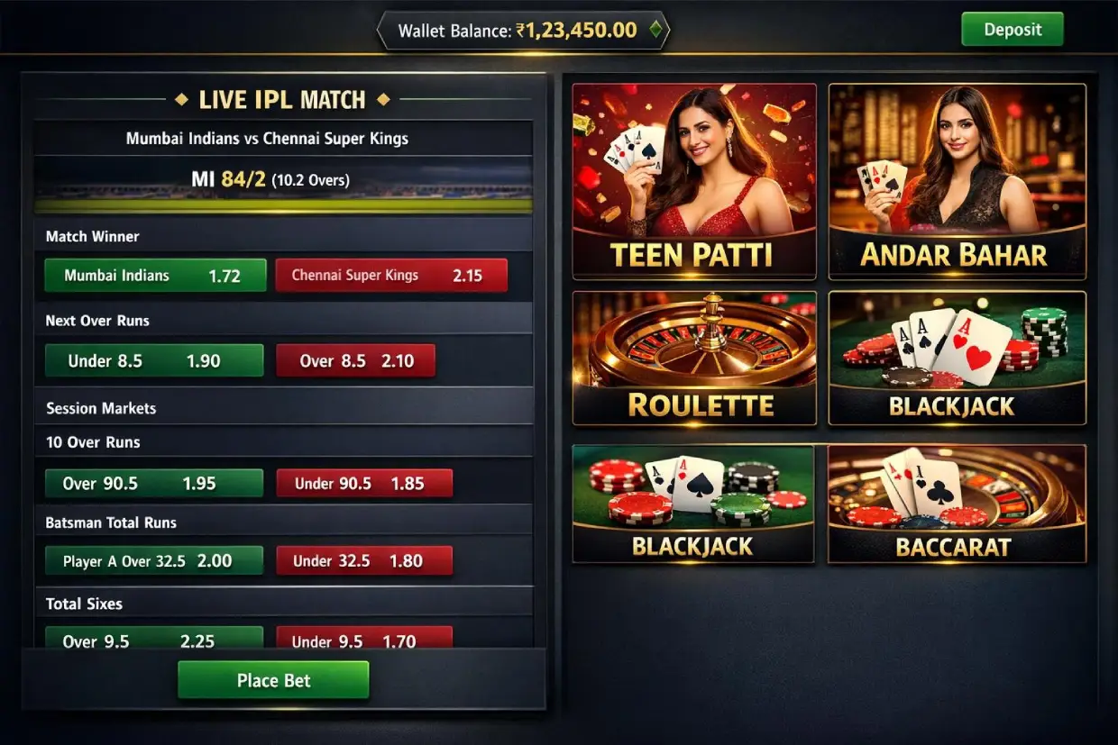 Lotus365 ID dashboard — sports, live cricket and casino on a single Lotus365live.co account